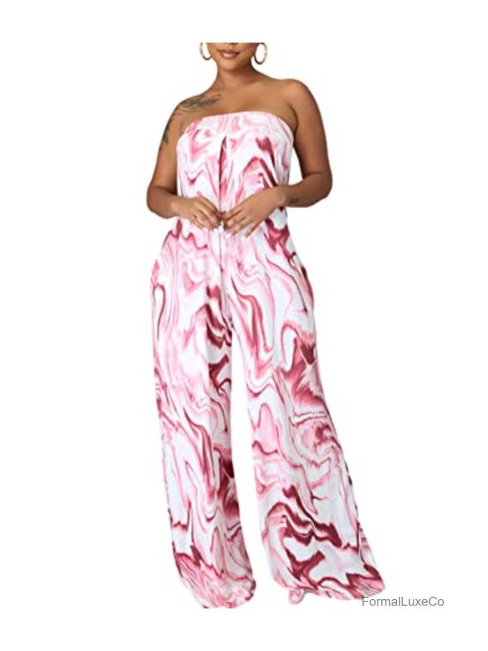 Women's Sleeveless Wide Leg Jumpsuit Pleated Long Pants Romper with Pockets